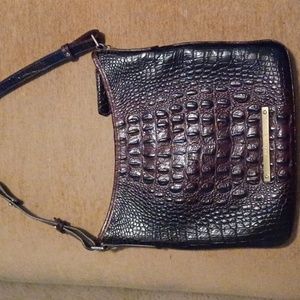 Brahmin Katie Pecan Melbourne Croc Embossed Leather Crossbody Purse